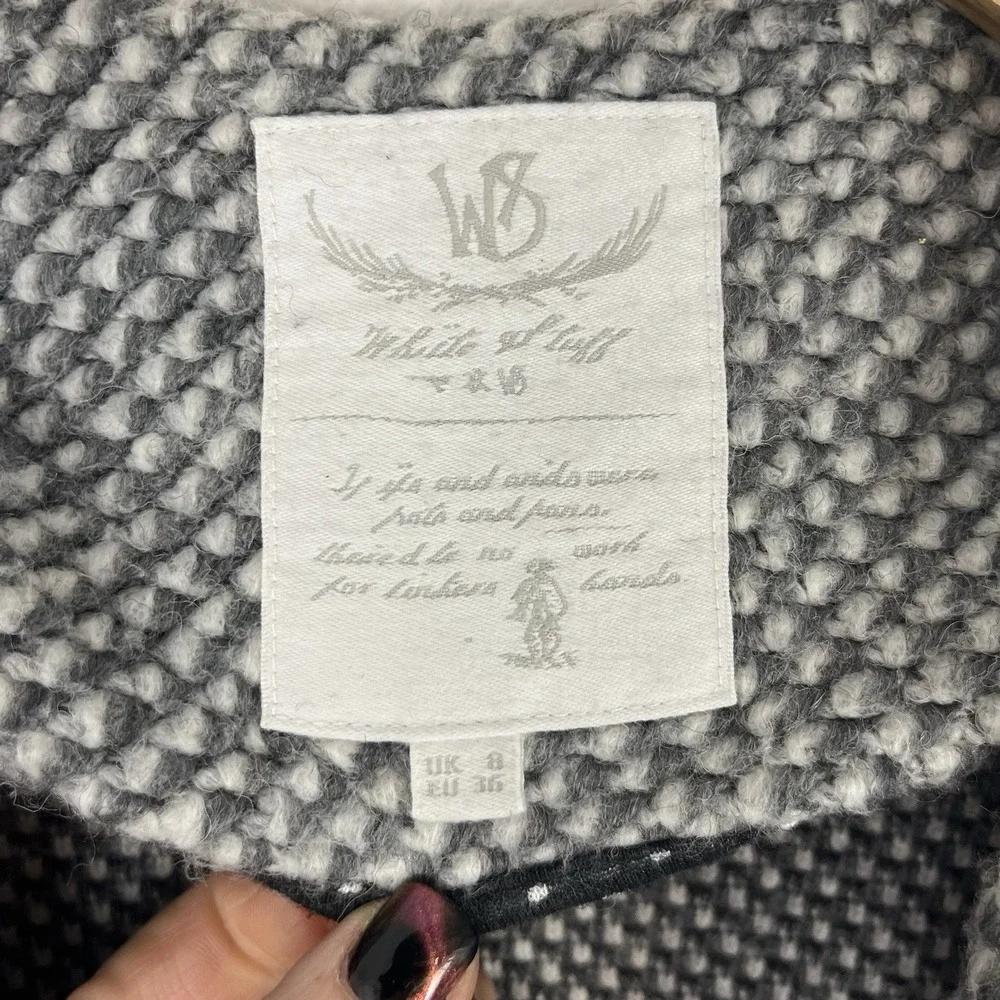White Stuff Gray Textured Open Front Cardigan Sweater